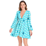 MK Ultra Lantern Sleeve Deep V-Neck Short Dress - Objet D'Art