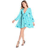 MK Ultra Lantern Sleeve Deep V-Neck Short Dress - Objet D'Art