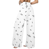 note white black print Women's Wide Leg Lounge Pants (Model L77)