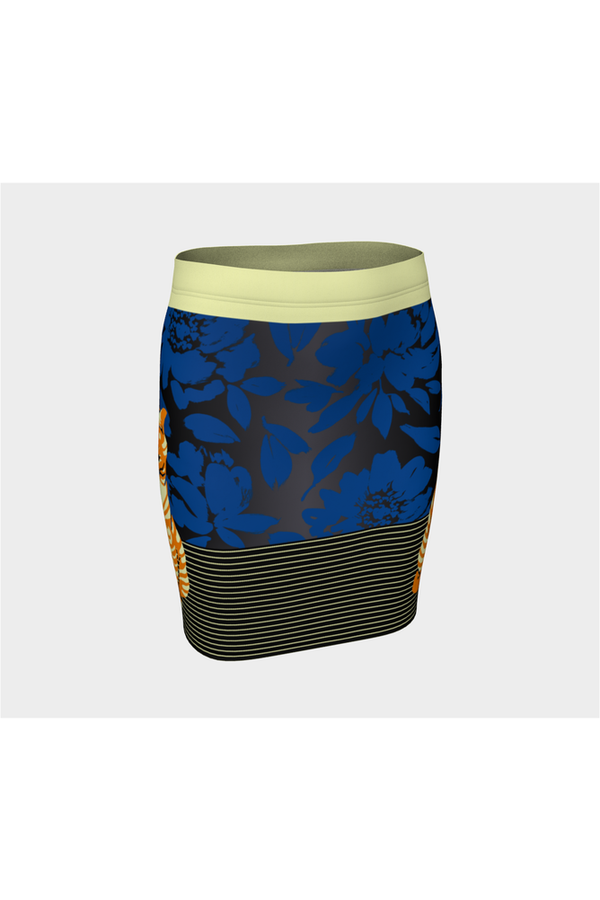 Feline in the Flowers Fitted Skirt - Objet D'Art