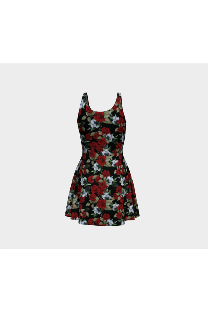 Crimson Roses Flare Dress - Objet D'Art