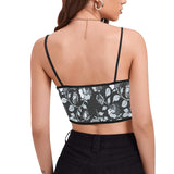 selenium gray print 1 Women's Spaghetti Strap Crop Top (Model T67) - Objet D'Art