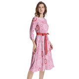 Boat Neck Belted Flared Dress - Objet D'Art