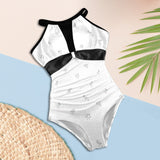 black 2 9k Women's High Neck Plunge Mesh Ruched Swimsuit (S43) - Objet D'Art