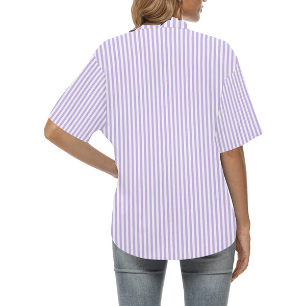 lavender stripes 1 All Over Print Hawaiian Shirt for Women (Model T58) - Objet D'Art