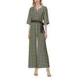 Gold Petal Dolman Sleeve Belted Wide Leg Jumpsuit - Objet D'Art
