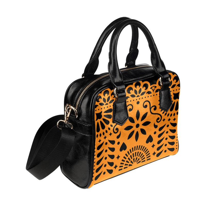 Orange Papel Picado Shoulder Handbag (Model 1634) - Objet D'Art