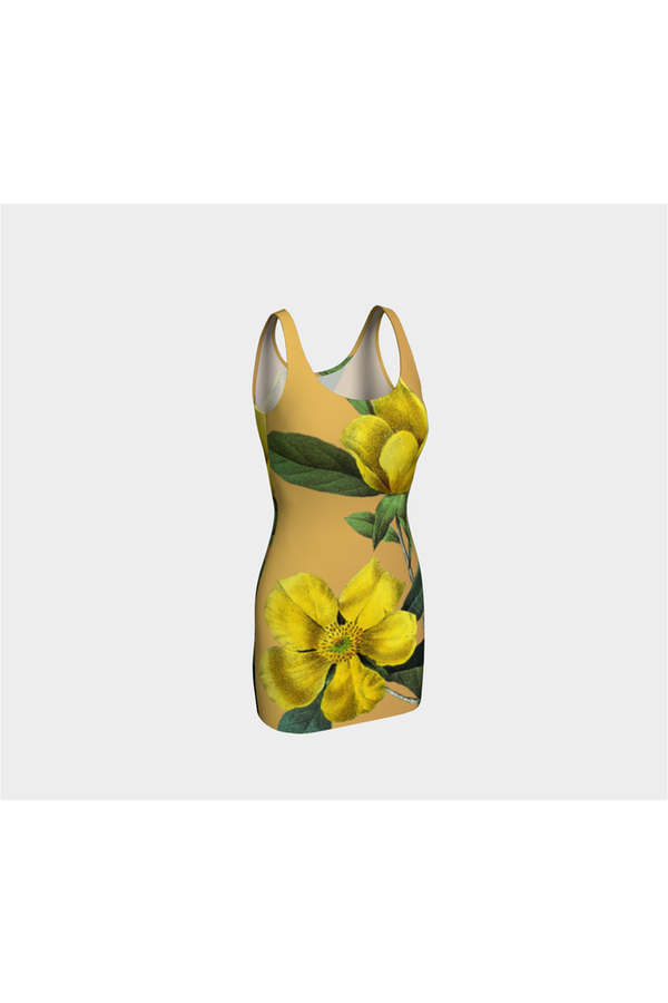 Golden Christmas Rose Bodycon Dress - Objet D'Art