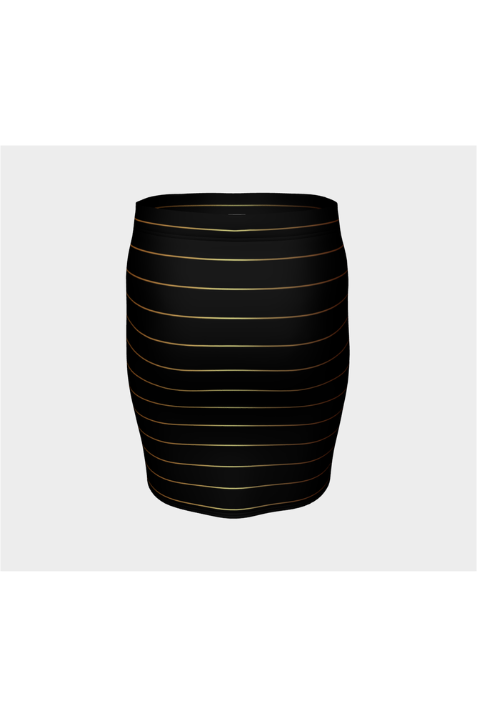 Gold Stripe on Black Fitted Skirt - Objet D'Art