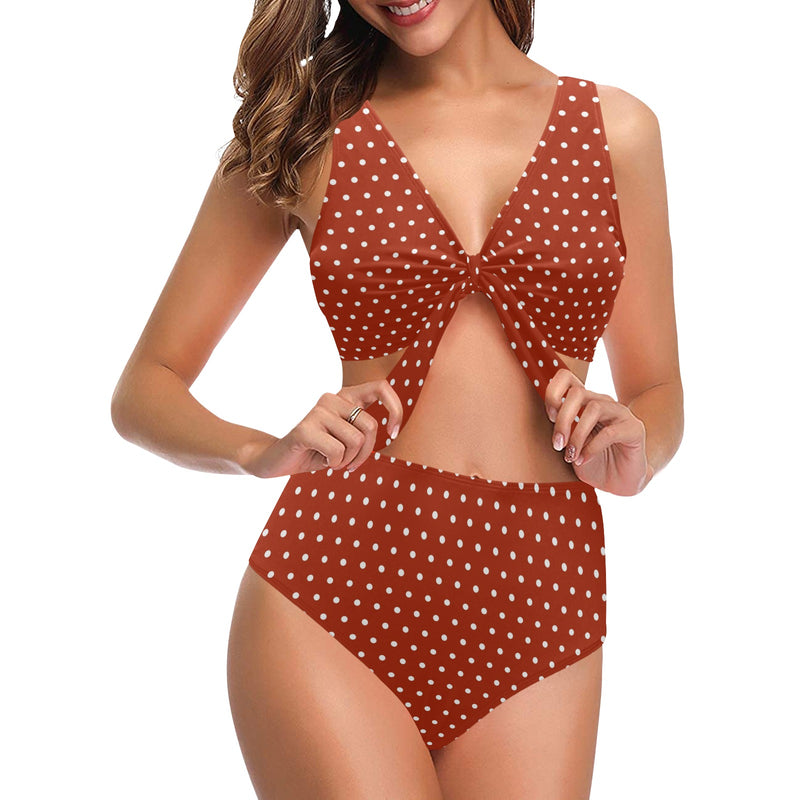 Micro Polkadot Chest Bowknot Bikini Swimsuit - Objet D'Art