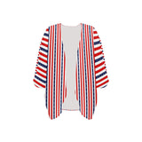 stars and stripes stripe print Women's Kimono Chiffon Cover Up (Model H51) - Objet D'Art