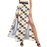colored spots print 4 High Slit Long Beach Dress (Model S40) - Objet D'Art