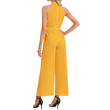 Halter Neck Buckle Belted Jumpsuit - Objet D'Art