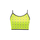 neon green polka dot unique print 2AB Women's Spaghetti Strap Crop Top (Model T67) - Objet D'Art