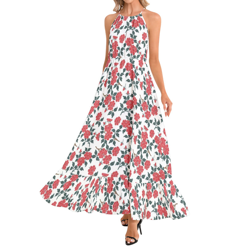 Ruffle Hem Halter Neck Maxi Dress - Objet D'Art