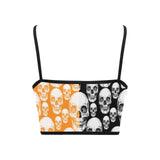 skull nation hoodie print 2A Women's Spaghetti Strap Crop Top (Model T67) - Objet D'Art