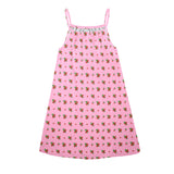 raspberry pink print Drawstring Neck Sleeveless Dress (Model D68)
