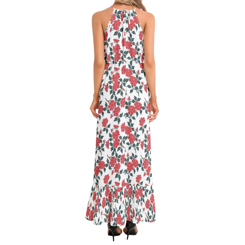 Ruffle Hem Halter Neck Maxi Dress - Objet D'Art