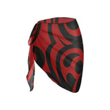 red and black scroll print Beach Sarong Wrap - Objet D'Art