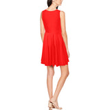 pure red print Thea Sleeveless Skater Dress(Model D19) - Objet D'Art