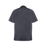 hex gray print 5 Men's Stand-Up Collar Short Sleeve Shirt - Objet D'Art