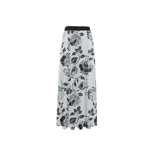 selenium gray print 2 High Slit Long Beach Dress (Model S40) - Objet D'Art