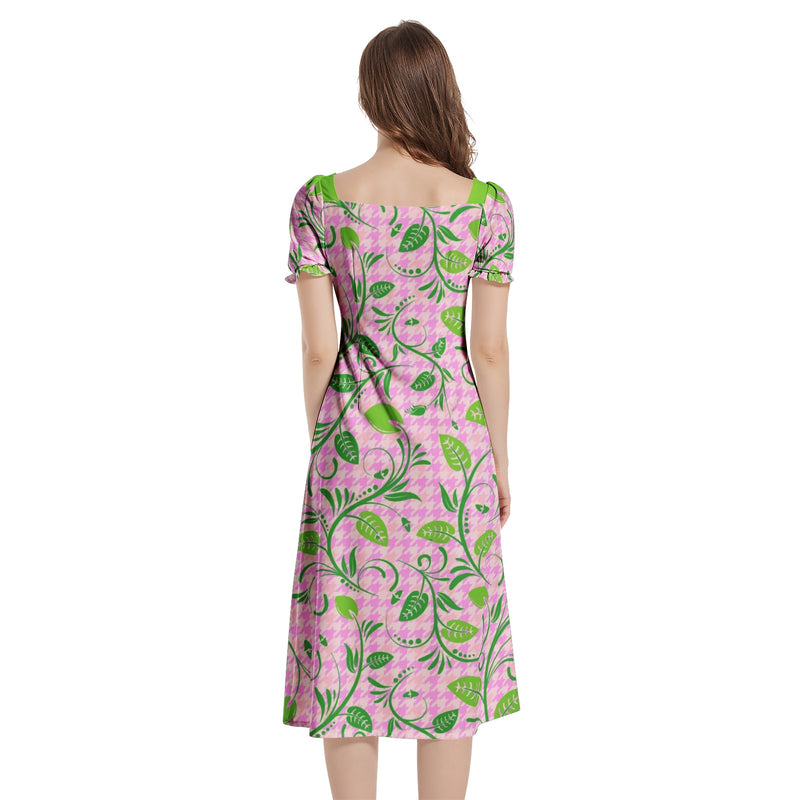 Puff Sleeve Split Thigh Midi Dress - Objet D'Art