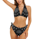 black buck Women's Halter Bikini Swimsuit (Model S48) - Objet D'Art