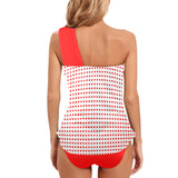 pure red print Women's One Shoulder Backless Swimsuit (Model S44) - Objet D'Art