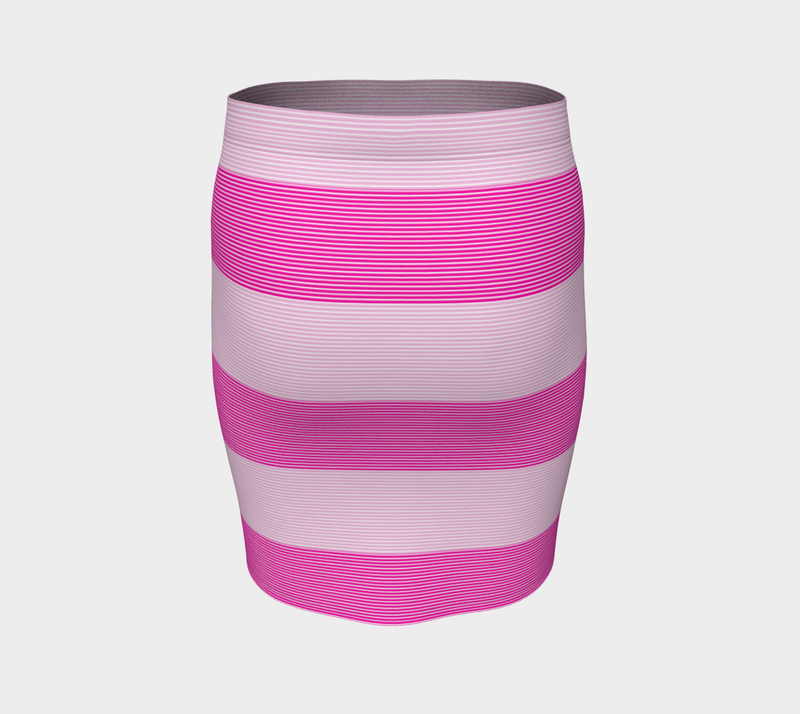 Fuchsia Striped Fitted Skirt - Objet D'Art