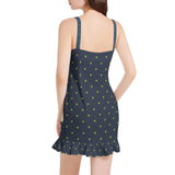 Girl With the Pearl Earrings Sleeveless Square Neck Ruffle Hem Mini Dress - Objet D'Art