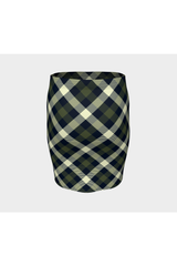 Military Chive Tartan Fitted Skirt - Objet D'Art