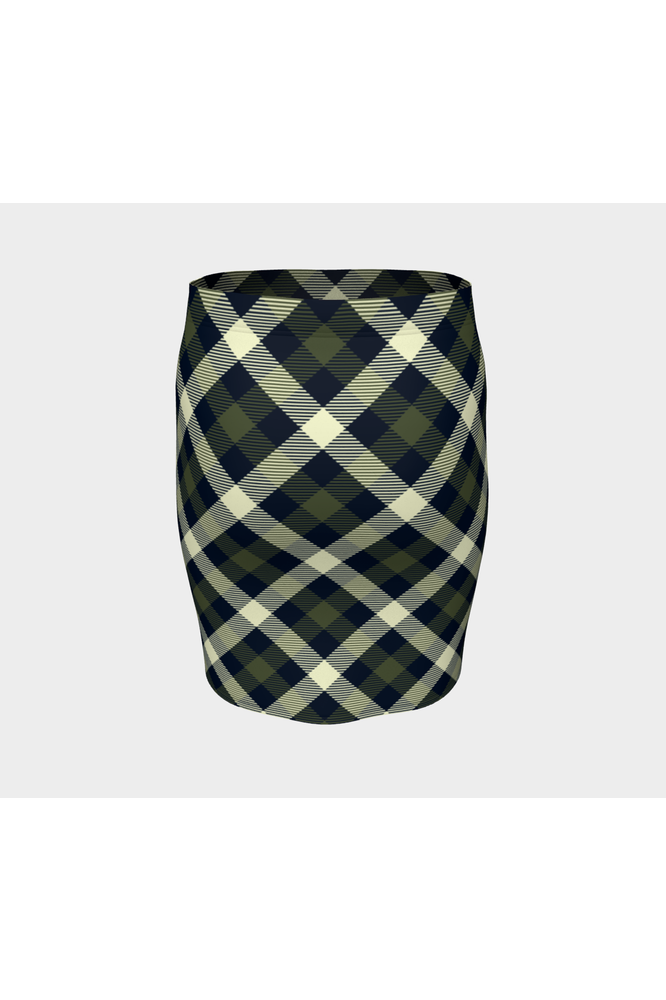 Military Chive Tartan Fitted Skirt - Objet D'Art