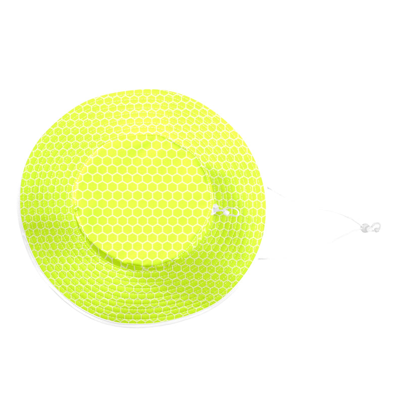 neon green hex print 5 Wide Brim Bucket Hat - Objet D'Art
