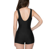 black solid print skirt Classic One Piece Swimwear (Model S03) - Objet D'Art