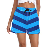 chevron blue striped print Women's Casual Board Shorts (Model L54) - Objet D'Art