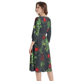 Boat Neck Belted Flared Dress - Objet D'Art