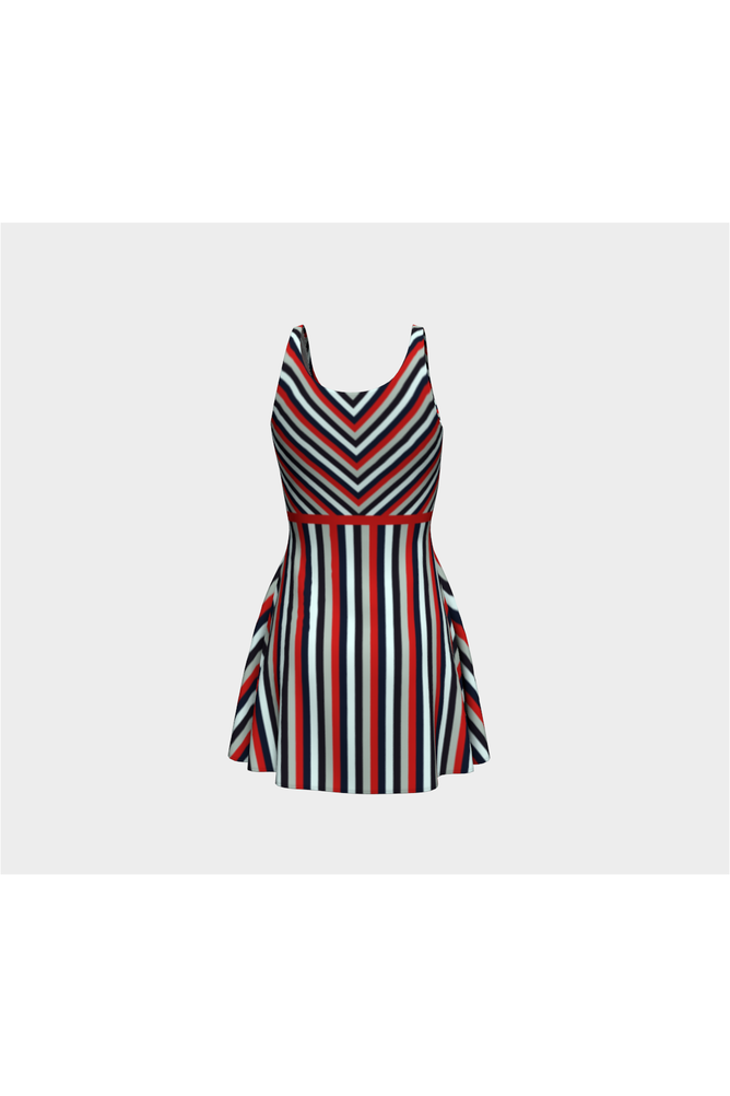 Crossed Striped Flare Dress - Objet D'Art