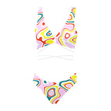 colored splat print 2 Cross String Bikini Set (Model S29) - Objet D'Art