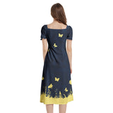 Puff Sleeve Split Thigh Midi Dress - Objet D'Art
