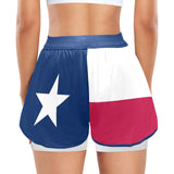Texas Lone Star Women's Sports Shorts with Compression Liner (Model L63) - Objet D'Art
