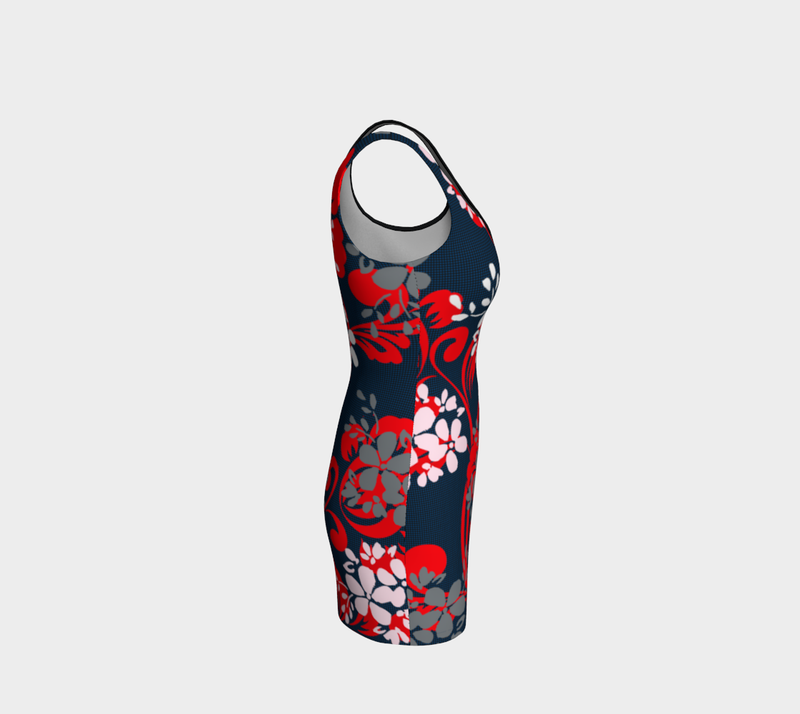 Floral Silhouette Bodycon Dress - Objet D'Art