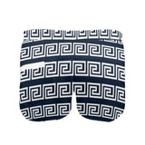 white on blue greek key print Men's Swim Trunks with Zipper Pocket (Model L71) - Objet D'Art