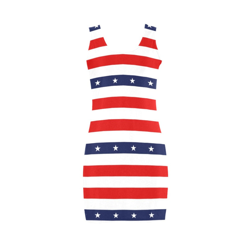 stars and stripes stripe horizontal print Medea Vest Dress (Model D06) - Objet D'Art
