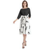 Nine Lives Boat Neck Belted Flared Dress - Objet D'Art