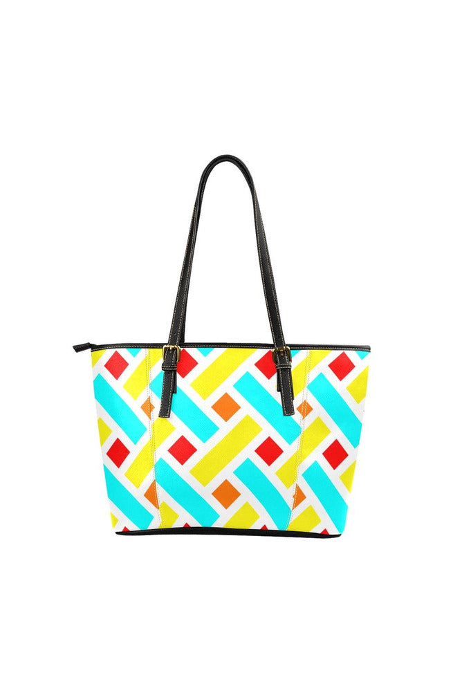 Easter Colored Tote Bag Leather Tote Bag/Large (Model 1640) - Objet D'Art