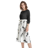 Nine Lives Boat Neck Belted Flared Dress - Objet D'Art