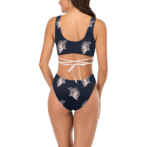 cheribum navy sky print Cross String Bikini Set (Model S29) - Objet D'Art