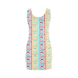 multi colored greek key print Medea Vest Dress (Model D06) - Objet D'Art