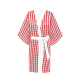 gingham red print Kimono Robe - Objet D'Art